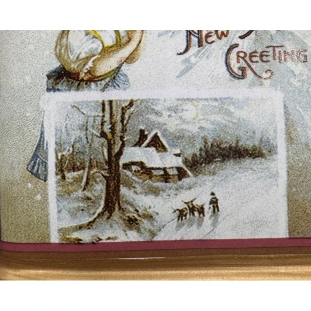 Christmas Cookie Jar Canister Vintage Style Christmas Greetings Sakura